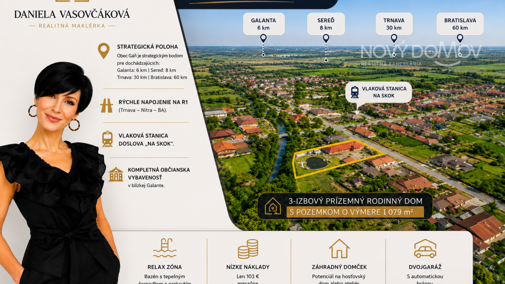 Dom s bazénom, jazierkom a nákladmi len 103€  - obec GÁŇ