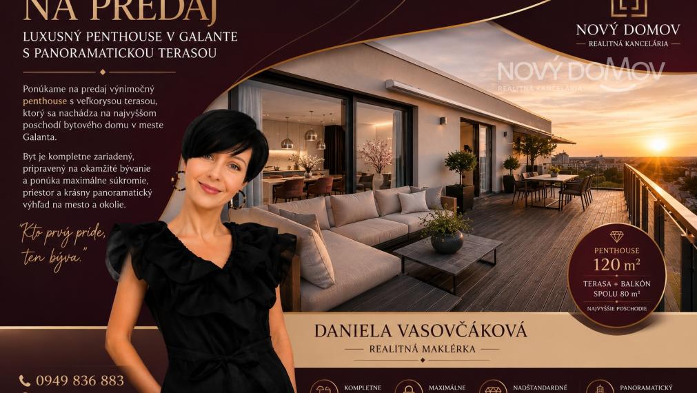 P R E D A J - byt na najvyššom poschodí, zariadený