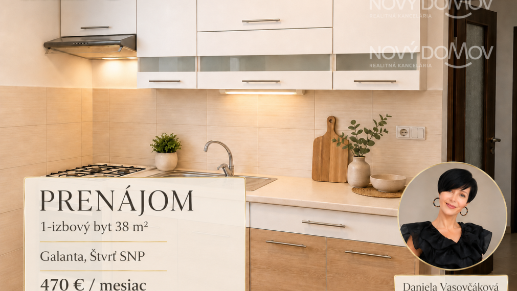 PRENÁJOM | 1-izbový byt 38 m² – Galanta, Štvrť SNP