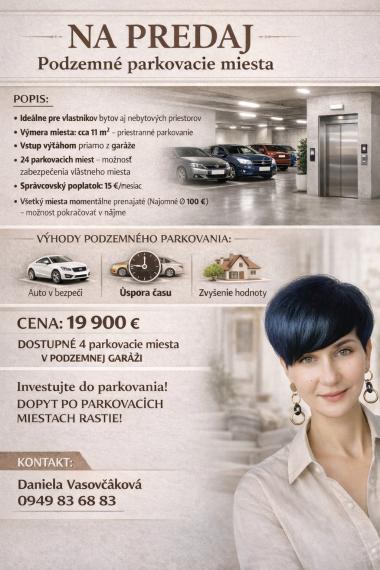 P R E D AJ - podzemné parkovacie státie