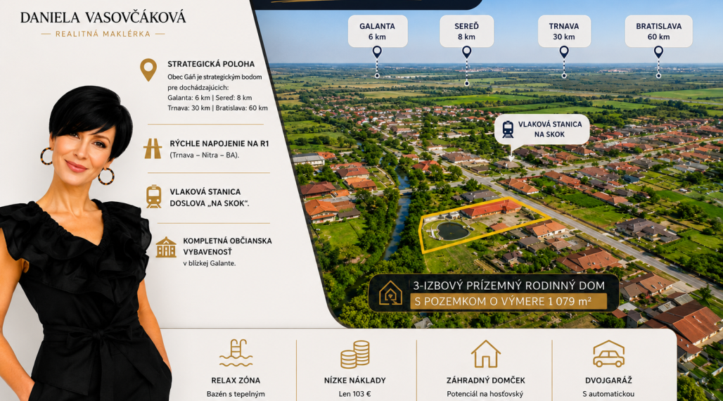 Dom s bazénom, jazierkom a nákladmi len 103€  - obec GÁŇ