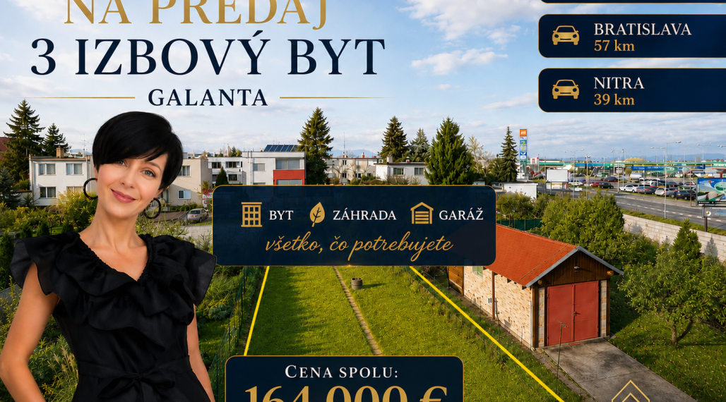 Pokojné bývanie so záhradou a garážou v Galante