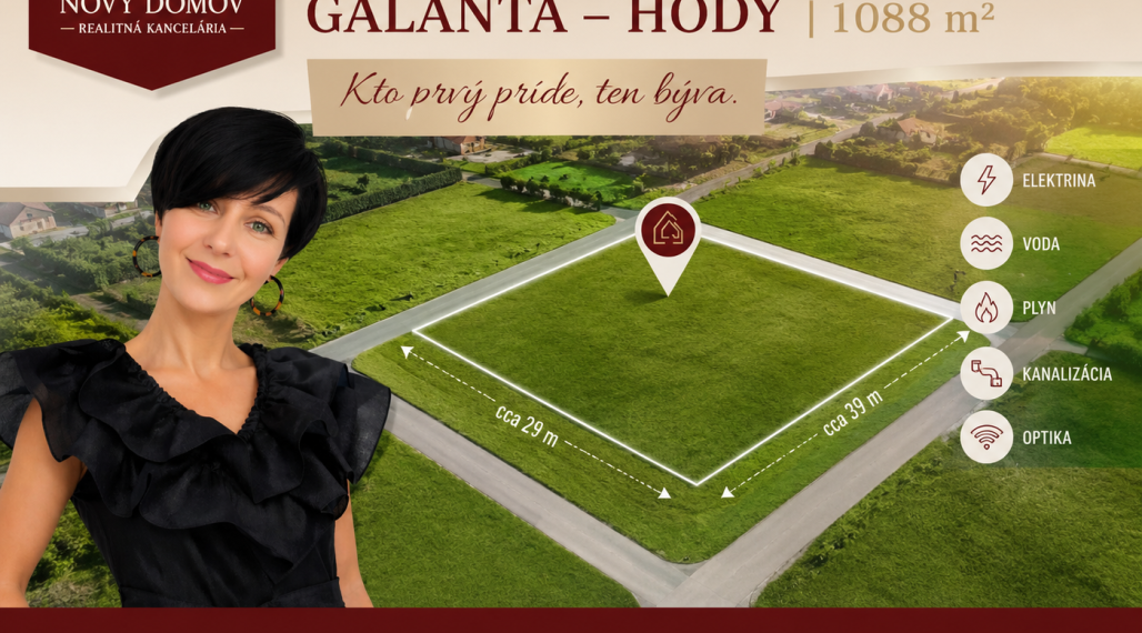 Stavebný pozemok v lokalite Galanta – Hody | 1088 m²