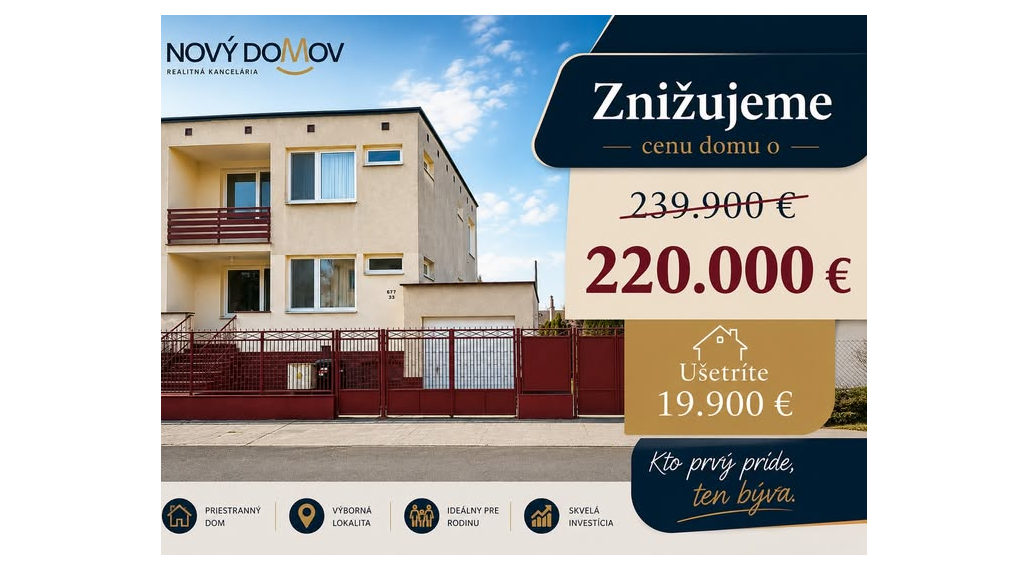 Rodinný dom za novú výhodnejšiu cenu - ušetrite až 19.900 €