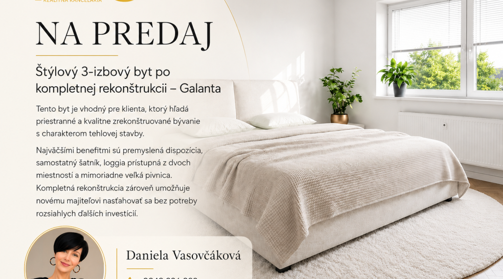 Štýlový 3-izbový byt po kompletnej rekonštrukcii – Galanta