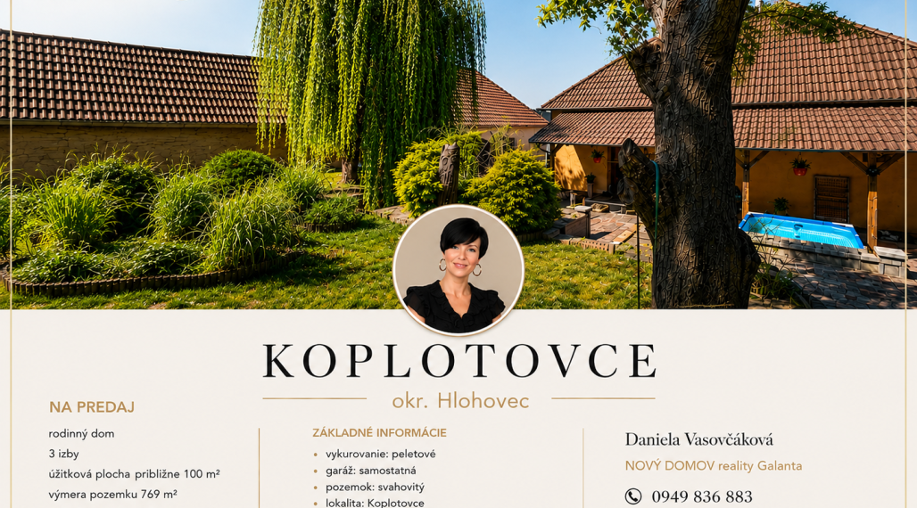 IHNEĎ OBÝVATEĽNÝ | Rodinný dom s garážou a záhradou – Koplotovce