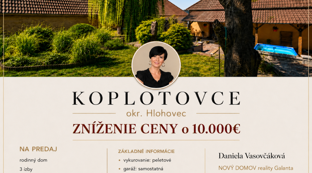 Pokles ceny o 10.000€  | Rodinný dom s garážou a záhradou – Koplotovce