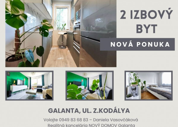 PREDAJ : 2-izbový byt so zariadením v cene - Galanta, centrum
