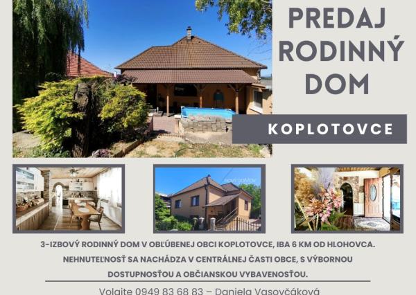 ZNÍŽENIE CENY - Rodinný dom s garážou na PREDAJ – Koplotovce (okres Hlohovec)