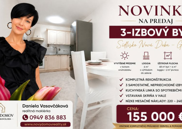 Kompletne zrekonštruovaný 3-izbový byt, Galanta - Nová Doba