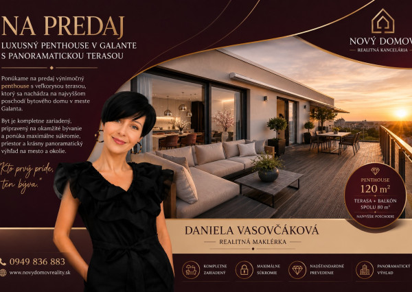 P R E D A J - byt na najvyššom poschodí, zariadený