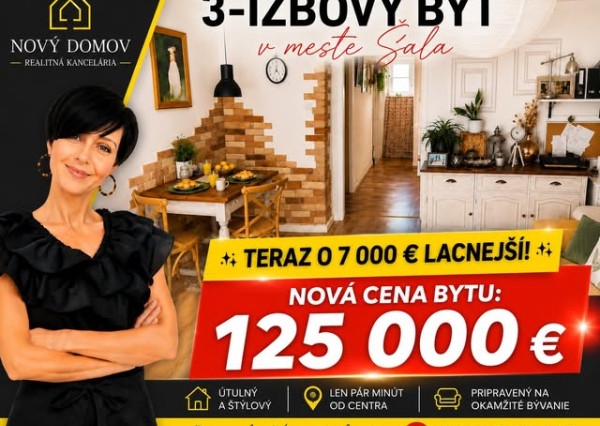 Príjemný 3-izbový byt s balkónom a vlastným štýlom