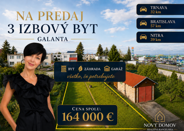 Pokojné bývanie so záhradou a garážou v Galante
