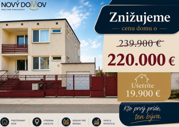 Rodinný dom za novú výhodnejšiu cenu - ušetrite až 19.900 €