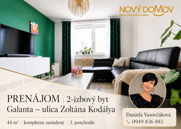 PRENÁJOM | 2-izbový byt, Galanta – ulica Zoltána Kodálya