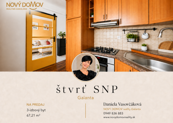 NA PREDAJ | 3-izbový byt 67,21 m² – Galanta, Sídlisko SNP