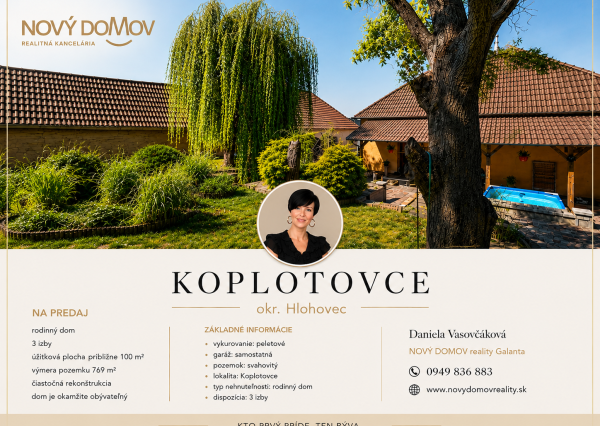 IHNEĎ OBÝVATEĽNÝ | Rodinný dom s garážou a záhradou – Koplotovce
