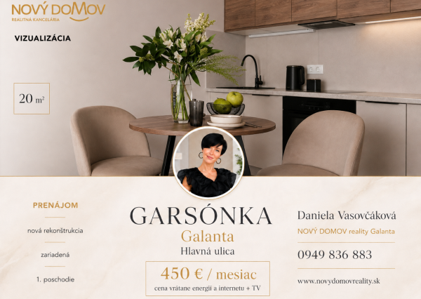 PRENÁJOM – ZARIADENÁ GARSÓNKA PO KOMPLETNEJ REKONŠTRUKCII