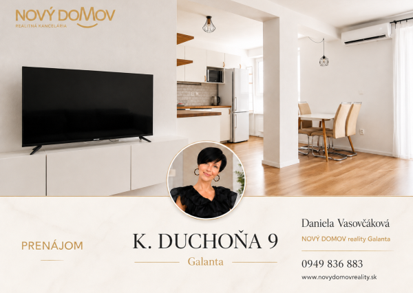 PRENÁJOM | ELEGANTNÝ 2-IZBOVÝ BYT S PARKOVANÍM – GALANTA, WEST