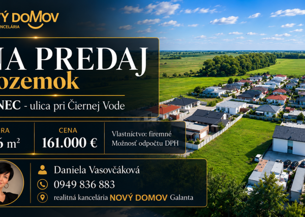 PREDAJ -  POZEMOK - 906 m² - SENEC - ul. pri Čiernej Vode