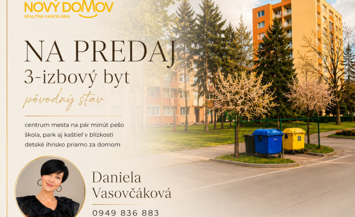 3-izbový byt, 63 m2, pôvodný stav - rezervovaný