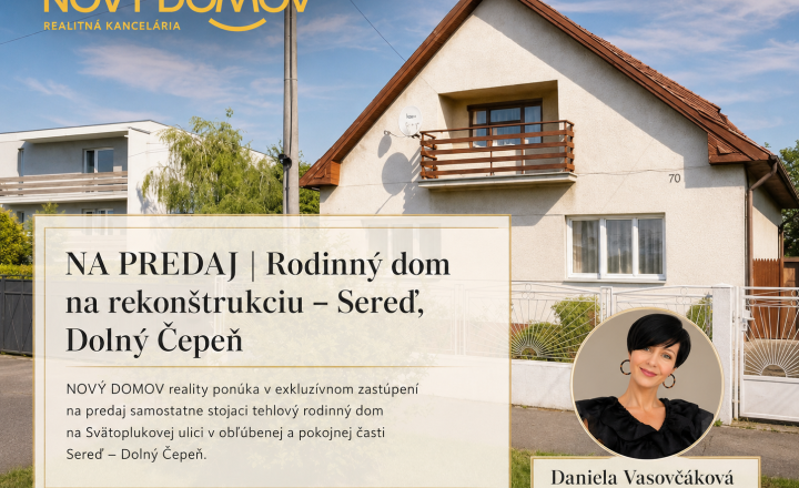 NA PREDAJ | Rodinný dom na rekonštrukciu – Sereď, Dolný Čepeň