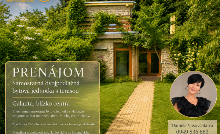 PRENÁJOM | Samostatná dvojpodlažná bytová jednotka s terasou