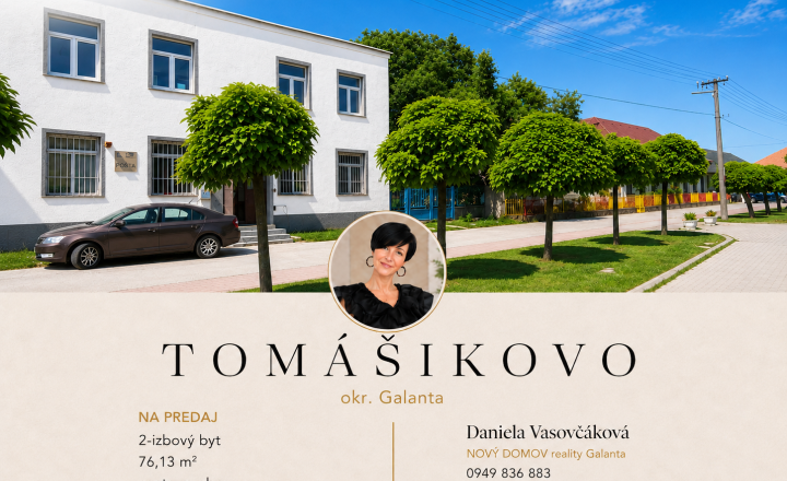 TOMÁŠIKOVO, okr. Galanta - PREDAJ - priestranný 2i. byt