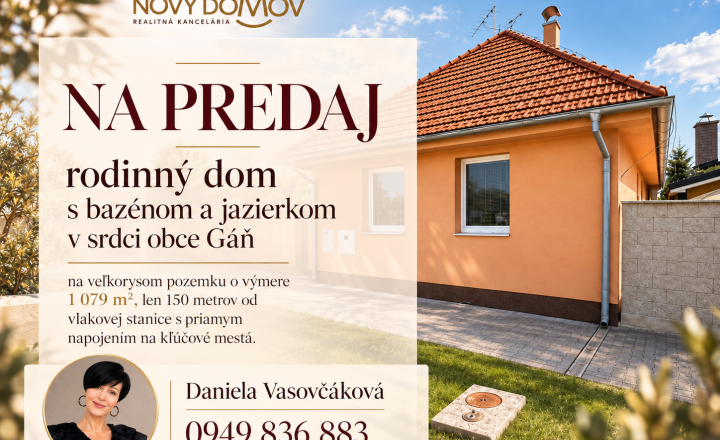 Dom s bazénom, jazierkom a nákladmi len 103€  - obec GÁŇ