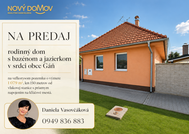 Dom s bazénom, jazierkom a nákladmi len 103€  - obec GÁŇ