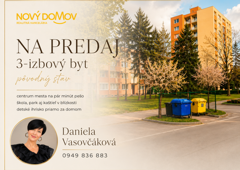 Na predaj 3-izbový byt v Galante, 63 m2, pôvodný stav s loggiou