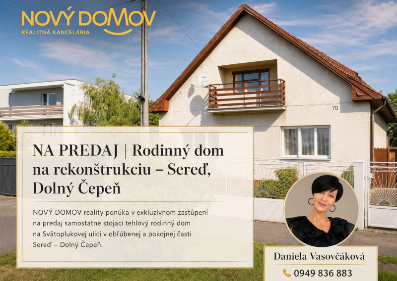 NA PREDAJ | Rodinný dom na rekonštrukciu – Sereď, Dolný Čepeň