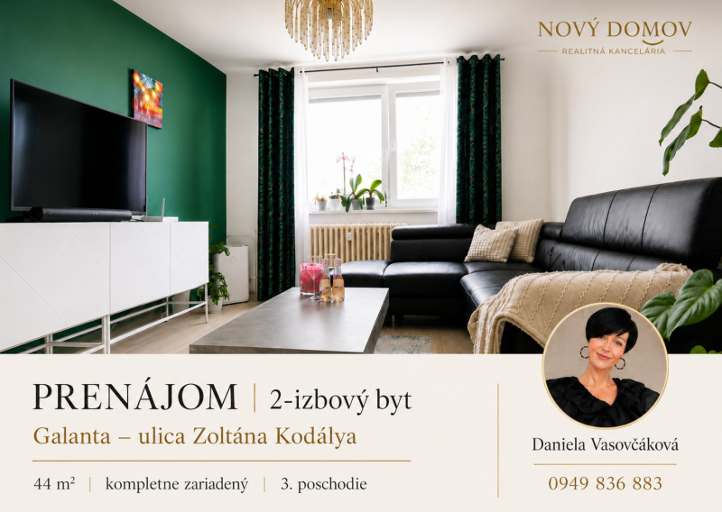 PRENÁJOM - 2 izbový zariadený byt - ihneď voľný