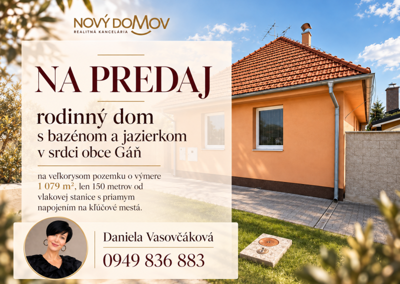 Dom s bazénom, jazierkom a nákladmi len 103€  - obec GÁŇ